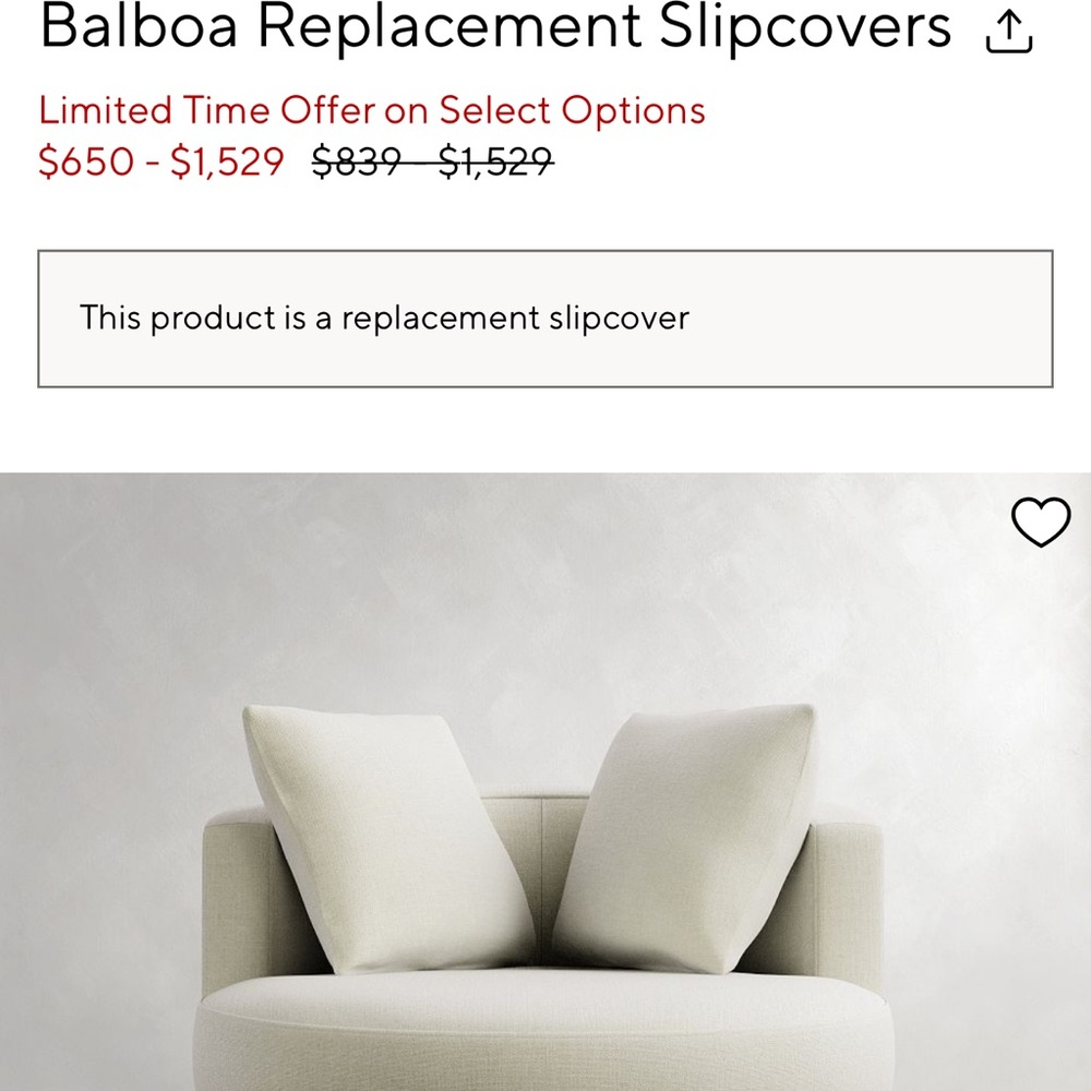 Pottery Barn Balboa swivel chair replacement  Slipcover